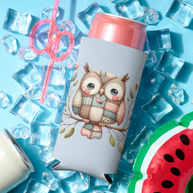 Patchwork Owl in Whimsical Woodland Selters Dosenkühler (In Situ Sommer)
