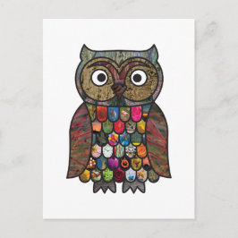 Patchwork Owl Postkarte