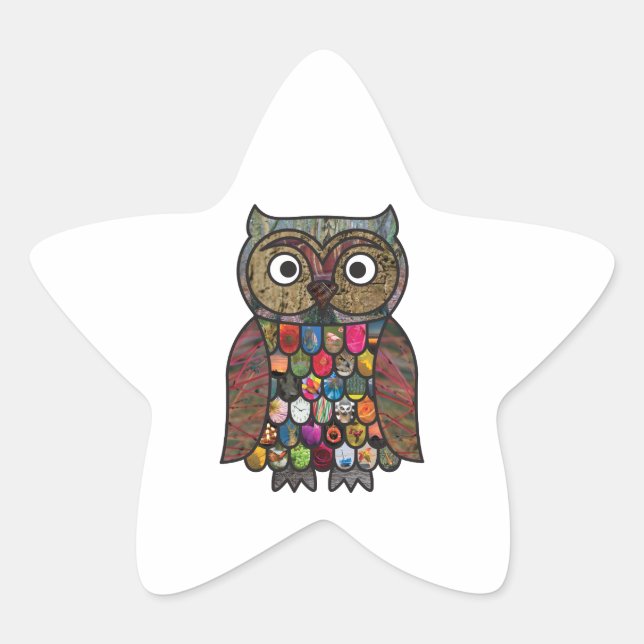 Patchwork Owl Stern-Aufkleber (Vorderseite)
