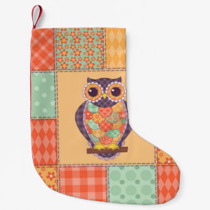 Patchwork Owl Vintages Nahtloses Muster Kleiner Weihnachtsstrumpf