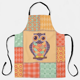 Patchwork Owl Vintages Nahtloses Muster Schürze