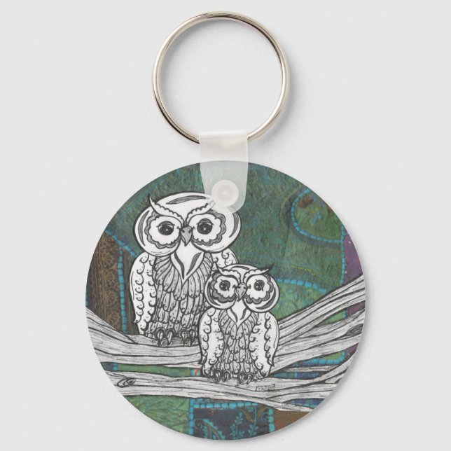 Patchwork Owls Schlüsselkette Schlüsselanhänger (Vorderseite)