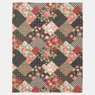 Patchwork Pattern Blume Polka Dot Geometric Plai Fleecedecke