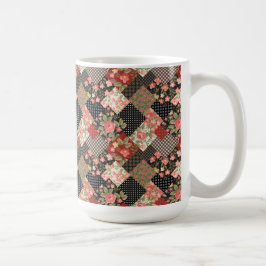 Patchwork Pattern Blume Polka Dot Geometric Plai Kaffeetasse