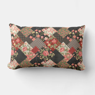 Patchwork Pattern Blume Polka Dot Geometric Plai Lendenkissen