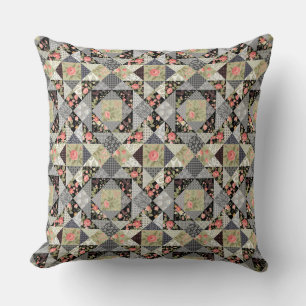 Patchwork Pattern Butterfets Blume Foliage Rose Kissen