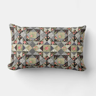 Patchwork Pattern Butterfets Blume Foliage Rose Lendenkissen