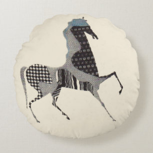 Patchwork-Pferdedruck Rundes Kissen