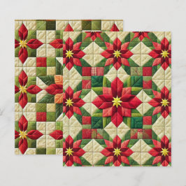 Patchwork Poinsettia Stars Scrapbook Paper