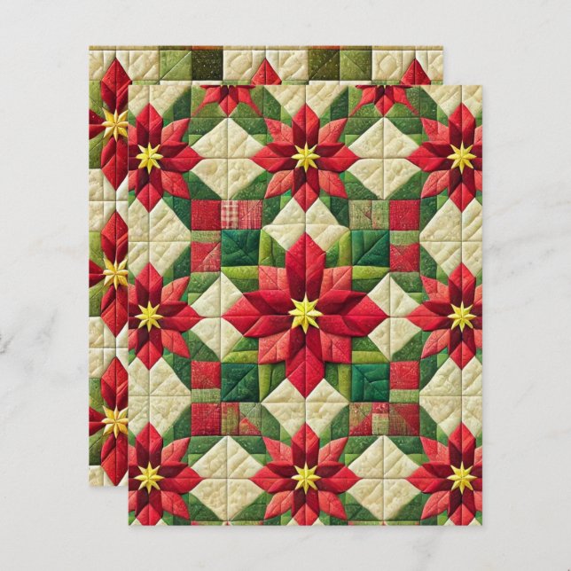Patchwork Poinsettia Stars Scrapbook Papier (Devant / Derrière)