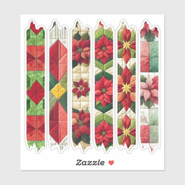 Patchwork Poinsettia Washi Tape Scrapbook Stickers Aufkleber (Blatt)
