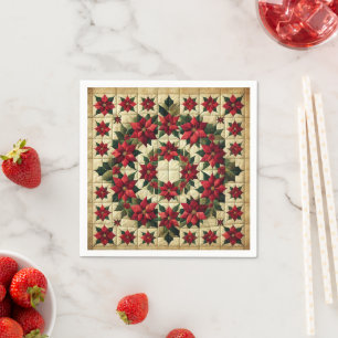 Patchwork Poinsettia Wreath Decoupage Napkins Serviette