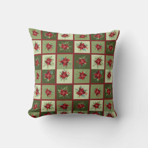 Patchwork Poinsettias T - Shirt Kissen