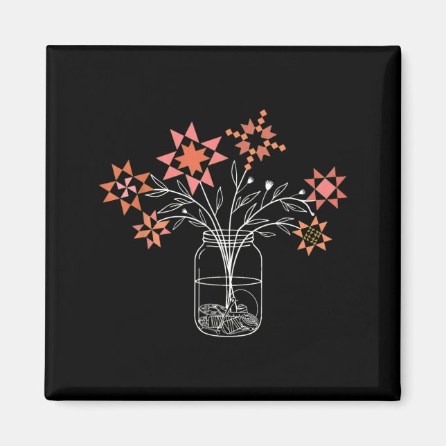 Patchwork-Posy-Glas Lustiger Quilt-Block-Blume Magnet (Vorne)
