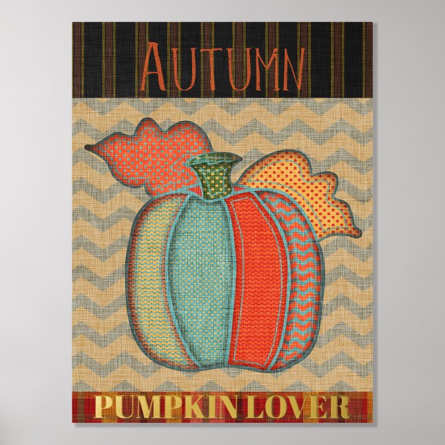 Patchwork Pumpkin Lover Herbst Foliendrucke (Vorderseite)