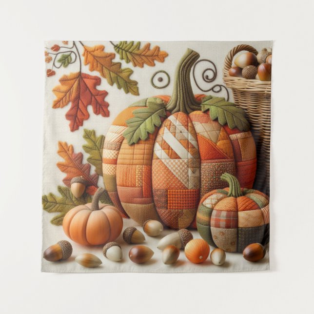 Patchwork Pumpkin Tapestry Wandteppich (Vorderseite)