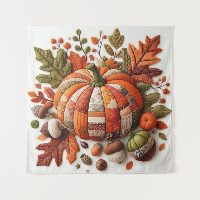 Patchwork Pumpkin Tapestry Wandteppich (Vorderseite)