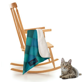 Patchwork Quilt - Aquamarin / Türkis - eigene Init Sherpadecke