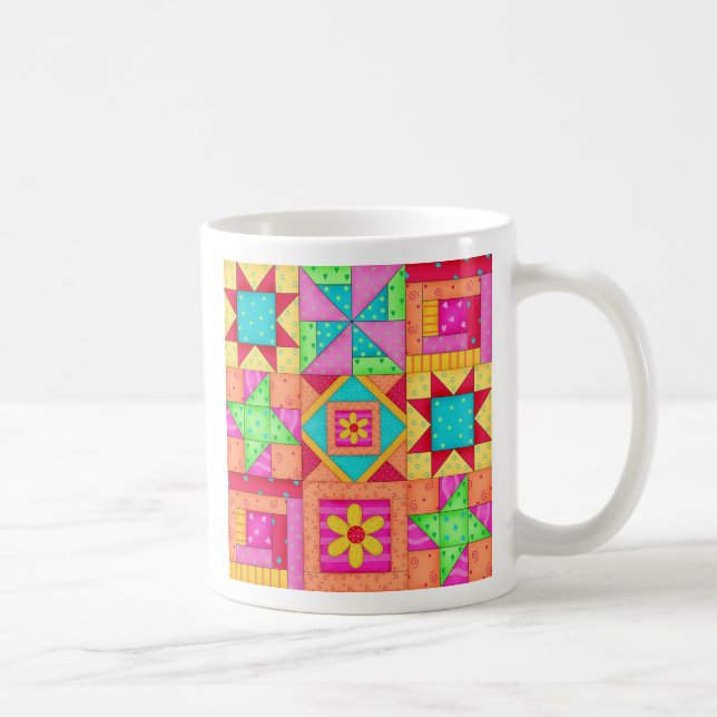 Patchwork Quilt Blocks-Tasse Kaffeetasse (Rechts)