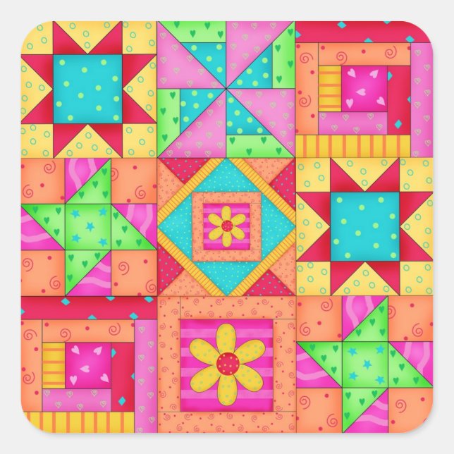 Patchwork Quilt Blocs Stickers Carré (Devant)