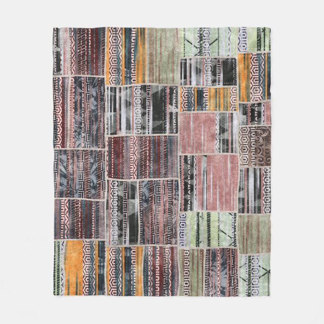 Patchwork-Quilt-Collage nahtloser Druck. Fleecedecke (Vorderseite)