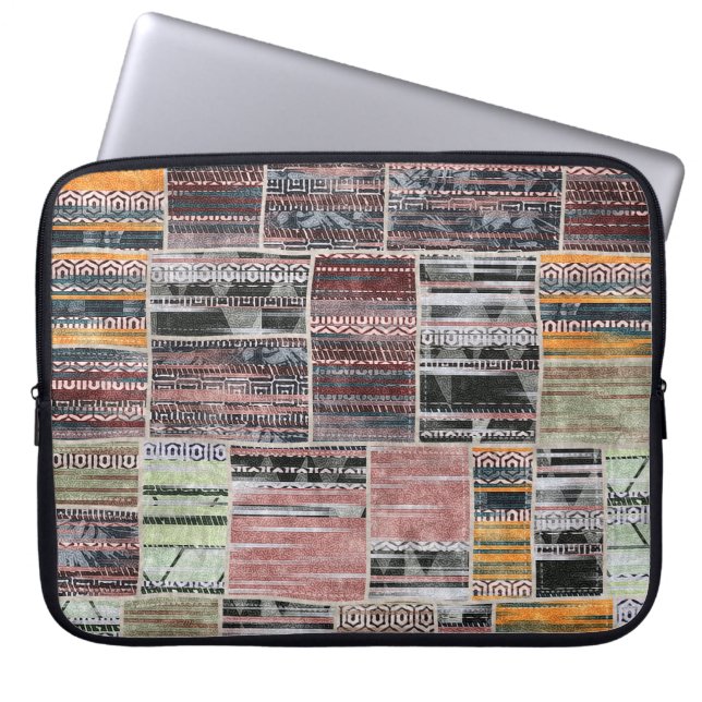 Patchwork-Quilt-Collage nahtloser Druck. Laptopschutzhülle (Vorderseite)