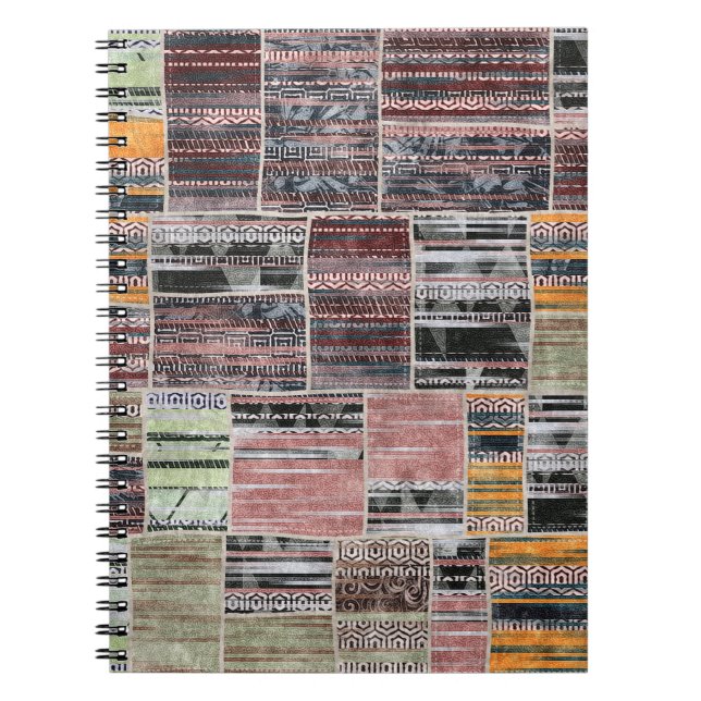Patchwork Quilt Collage Nahtloses Drucken. Notizblock (Vorderseite)
