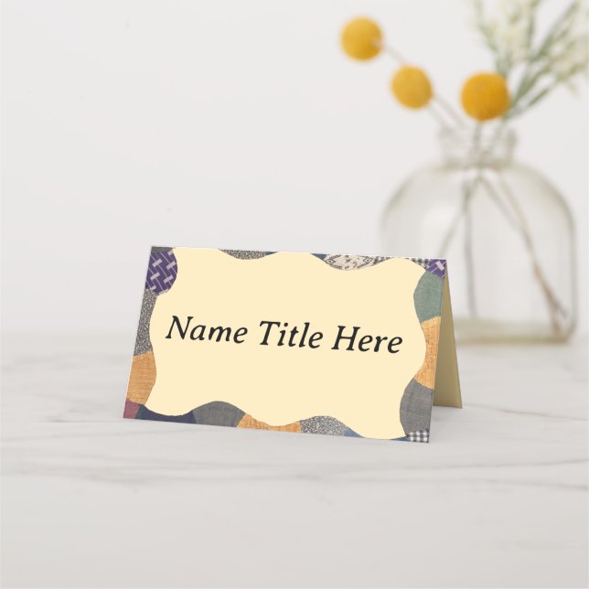 Patchwork-Quilt-Flechtmaterial-Patches Platzkarte (Vorderseite)