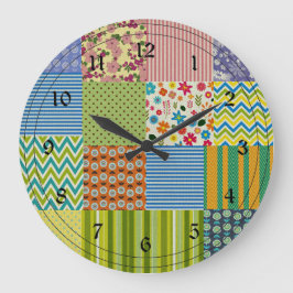 Patchwork Quilt Große Wanduhr