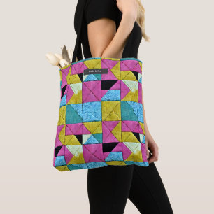 Patchwork Quilt Inspiriert Boho Trompe L'oeil Tasche