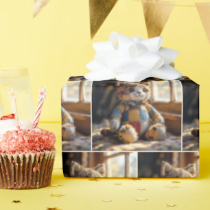 Patchwork-Quilt-Katze im Fenster Geschenkpapier