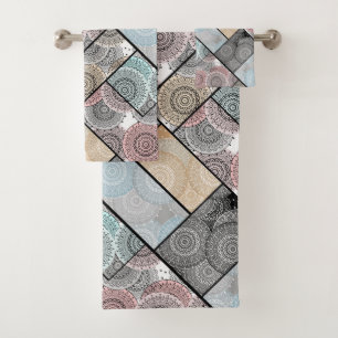 Patchwork quilt Keramik Fliesen Kreise Mandala Pas Badhandtuch Set