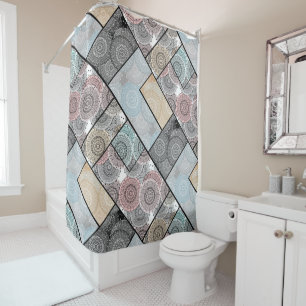 Patchwork quilt Keramik Fliesen Kreise Mandala Pas Duschvorhang