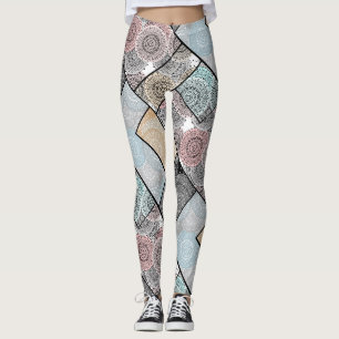 Patchwork quilt Keramik Fliesen Kreise Mandala Pas Leggings