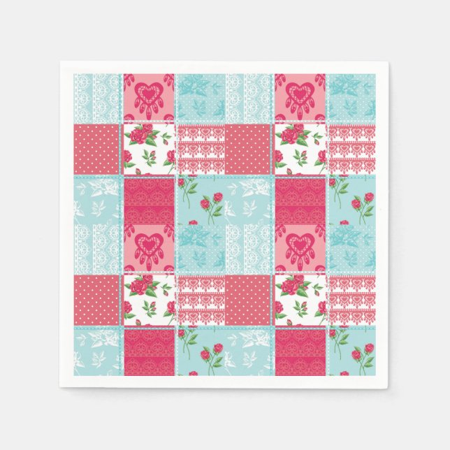 Patchwork-Quilt mehrfarbig Gingham Serviette (Vorderseite)