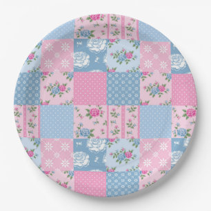 Patchwork Quilt Multicolored Gingham Pappteller