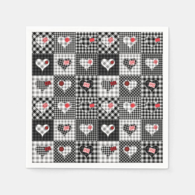 Patchwork Quilt Multicolored Gingham Serviette (Vorderseite)