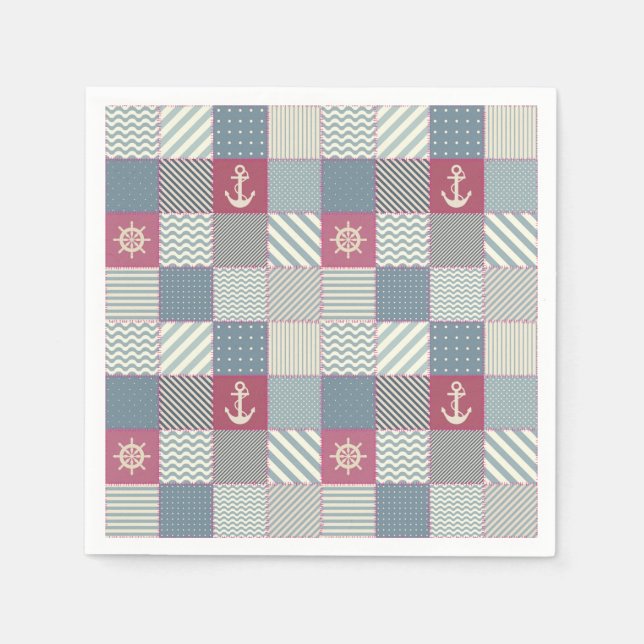 Patchwork Quilt Multicolored Gingham Serviette (Vorderseite)