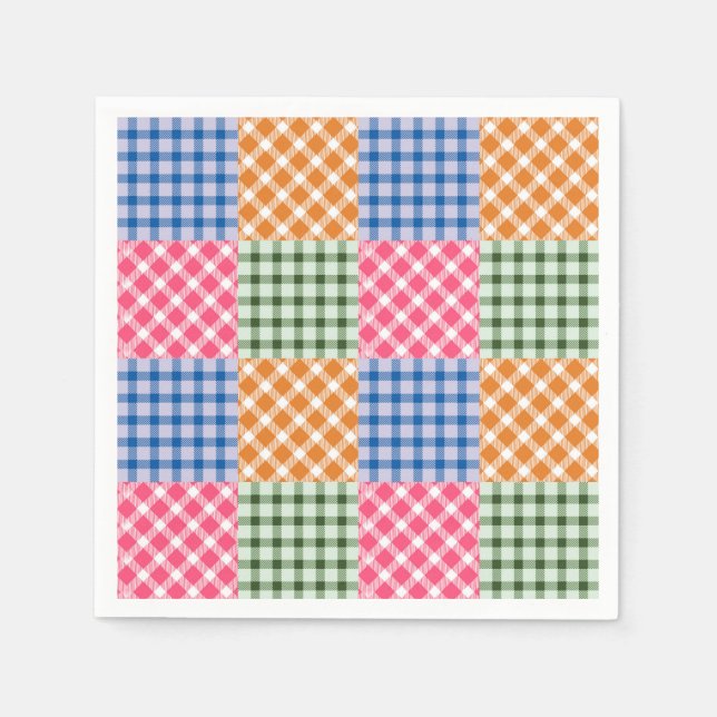 Patchwork Quilt Multicolored Gingham Serviette (Vorderseite)