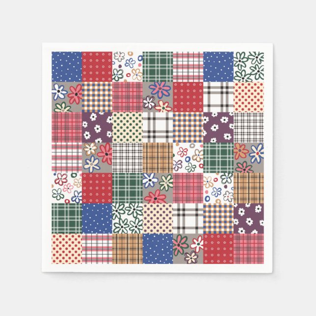 Patchwork Quilt Multicolored Gingham Serviette (Vorderseite)