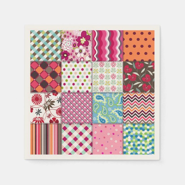Patchwork Quilt Multicolored Gingham Serviette (Vorderseite)