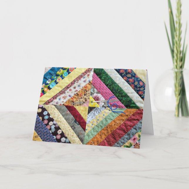 Patchwork Quilt Print Pattern für Geburtstag Karte (Vorderseite)