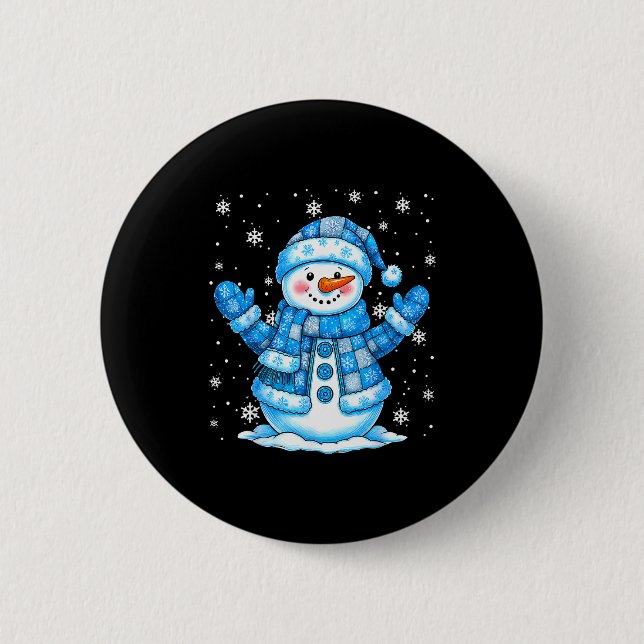 Patchwork-Quilt-Schneemann-Quilter-Frohe-Weihnacht Button (Vorderseite)