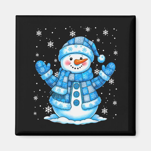 Patchwork Quilt Snowman Quilter Merry Christmas Pa Magnet (Vorne)