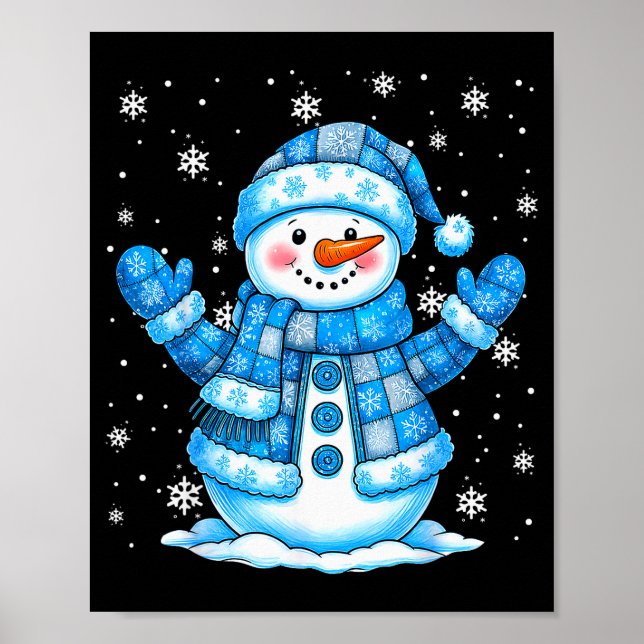 Patchwork Quilt Snowman Quilter Merry Christmas Pa Poster (Vorne)