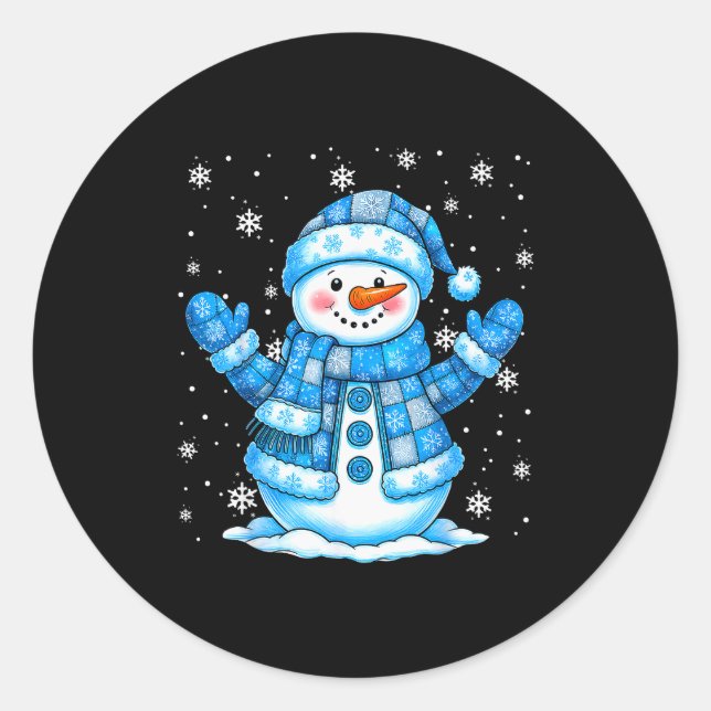 Patchwork Quilt Snowman Quilter Merry Christmas Pa Runder Aufkleber (Vorderseite)