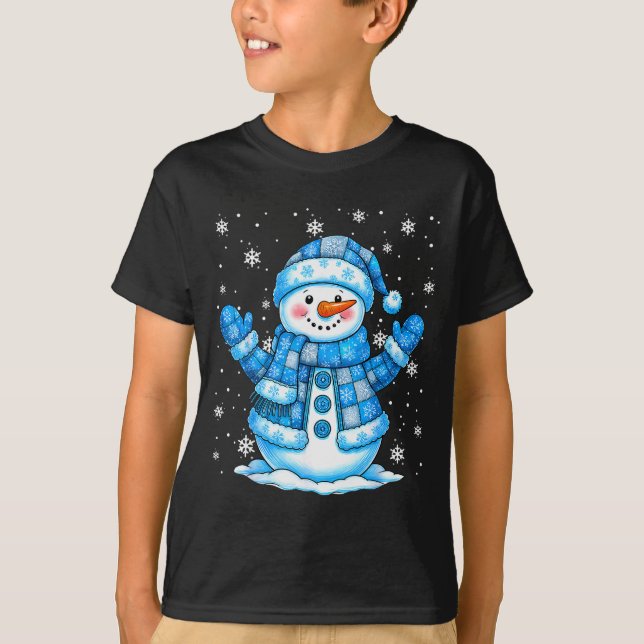 Patchwork Quilt Snowman Quilter Merry Christmas Pa T-Shirt (Vorderseite)