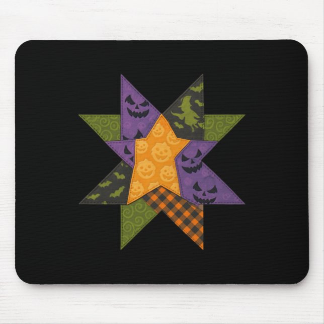 Patchwork Quilting Block Star Muster Halloween Qu Mousepad (Vorne)