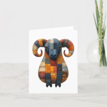 Patchwork Ram Greetings Card