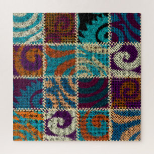 Patchwork-Rauhleinwand-Vintage-Imitation